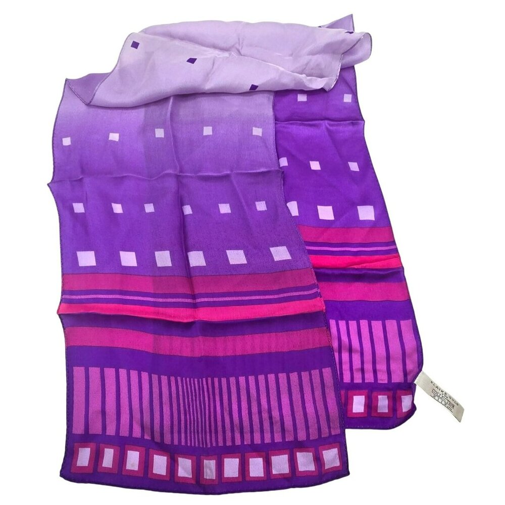 Elaine Gold Collection Silk Purple Neck Scarf With Geometric Design JJ3794